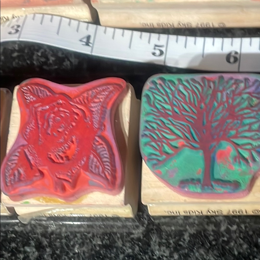 Vtg 1997 Sky Kids - Wooden Stamp Set 9 pieces - Picture 3 of 8